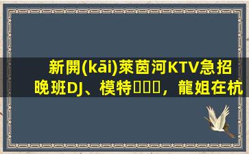 新開(kāi)萊茵河KTV急招晚班DJ、模特，龍姐在杭州帶你上班